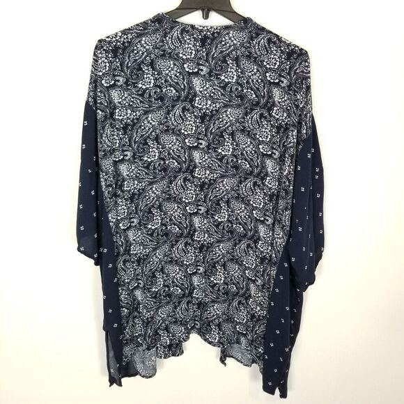 Catherines Women Plus Printed Kimono Top Sz 2X/3X Blue Floral Boho Lightweight - Picture 4 of 5